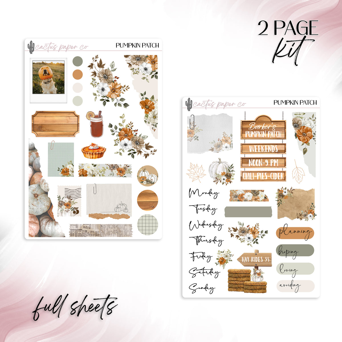 PP042 PP Weeks Pumpkin Patch Weekly Planner sticker kit – PrettyCutePlanner