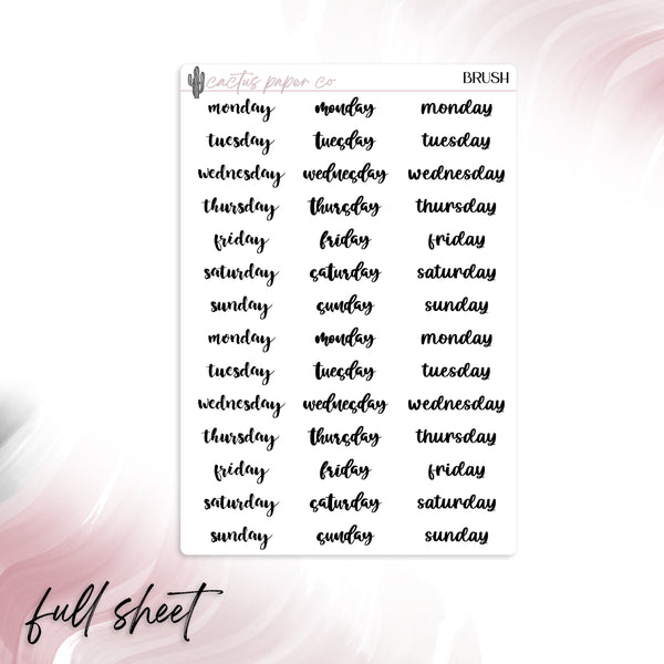 BRUSH LETTER DAYS OF THE WEEK