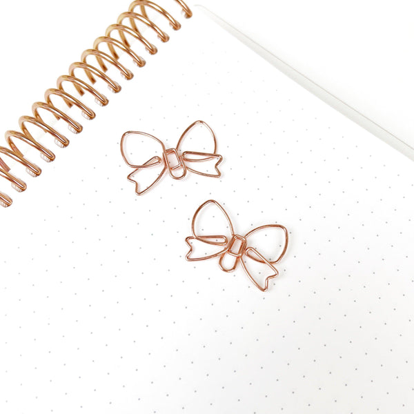 ROSE GOLD BOW PAPER CLIP - Cactus Paper Company